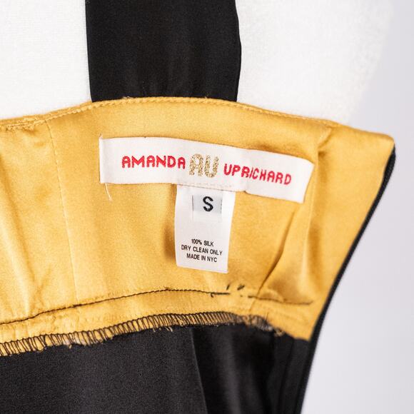 Amanda Uprichard Babydoll Style Silk Slip Dress Size SMALL Black & Gold Luxury - Picture 7 of 7